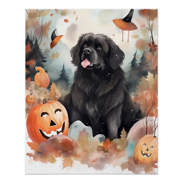 Poster Halloween Terre-Neuve avec la peur Citrouille (Devant)