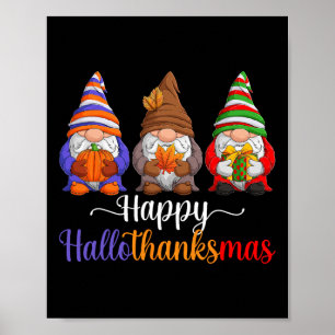 Poster Halloween Thanksgiving Christmas Joyeux Hallothank