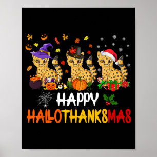Poster Halloween Thanksgiving Noël Cheetah Chat Hallo