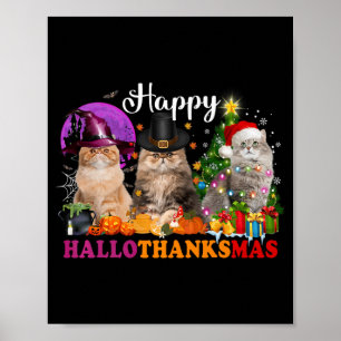 Poster Halloween Thanksgiving Noël Joyeux Hallomerci