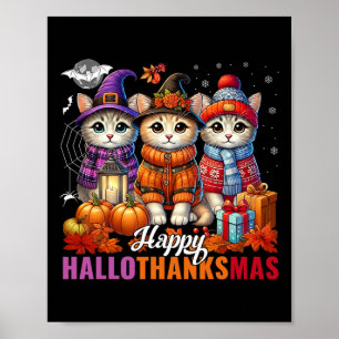 Poster Halloween Thanksgiving Noël Joyeux Hallomerci