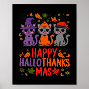 Poster Halloween Thanksgiving Noël Joyeux Hallomerci