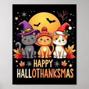 Poster Halloween Thanksgiving Noël Joyeux Hallomerci