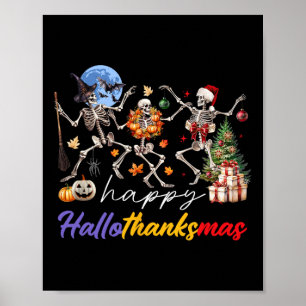 Poster Halloween Thanksgiving Noël Joyeux Hallomerci