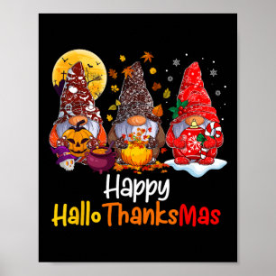 Poster Halloween Thanksgiving Noël Joyeux Hallomerci