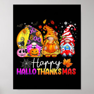 Poster Halloween Thanksgiving Noël Joyeux Hallomerci