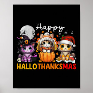 Poster Halloween Thanksgiving Noël Joyeux Hallomerci