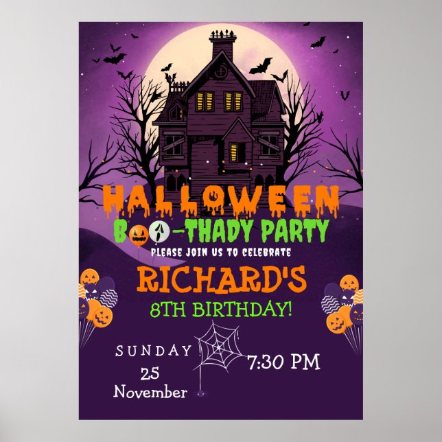 Poster Halloween Theme Anniversaire de enfant Party (Devant)