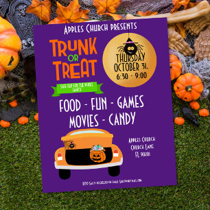Poster Halloween thème événement trunk ou traiter
