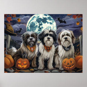 Poster Halloween Tibétain Terrier Éffrayant