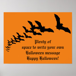 Poster Halloween vintage avec une vague de chauves-souris