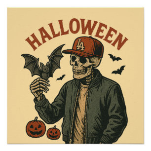 Poster Halloween Vintage - Squelette Effrayant