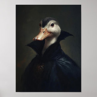 Poster Halloween Wall Art, Halloween Duck Vintage Print,