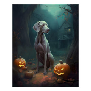 Poster Halloween Weimaraner avec la peur Citrouille