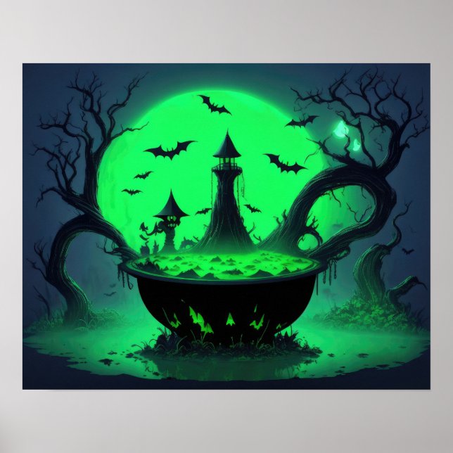 Poster Halloween Witch Cauldron (Devant)