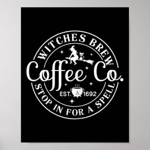 Poster Halloween Witch Motif - Sorcières Brew Coffee And