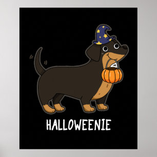 Poster Halloweenie Drôle de Chien Saucisse Blague Fond So