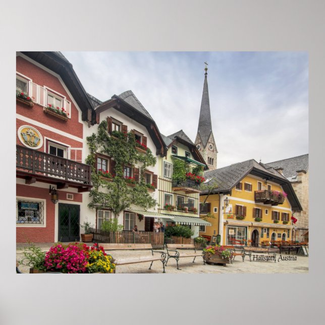 Poster Hallstatt, Autriche photo pittoresque (Devant)