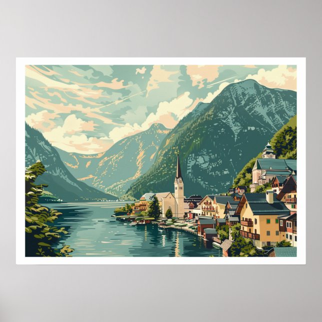 Poster Hallstatt, Autriche Vintage (Devant)