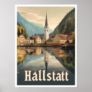 Poster Hallstatt Autriche Vintage voyage d'art