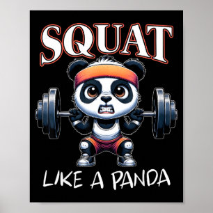 Poster Haltère Panda Fitness Citation Drôle de Gym Squat
