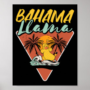 Poster Hama Llama Drôle Llama Surfeur Surfant Planche de