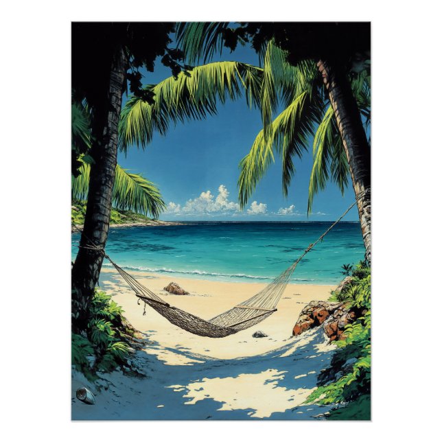 Poster Hamac au bord de la mer (Devant)