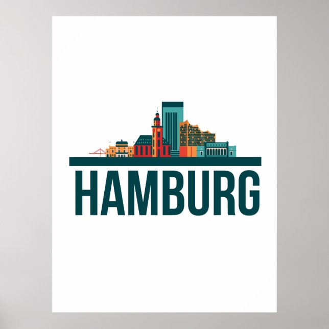 Poster Hambourg Allemagne Skyline (Devant)