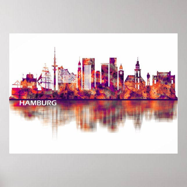 Poster Hambourg Allemagne Skyline (Devant)