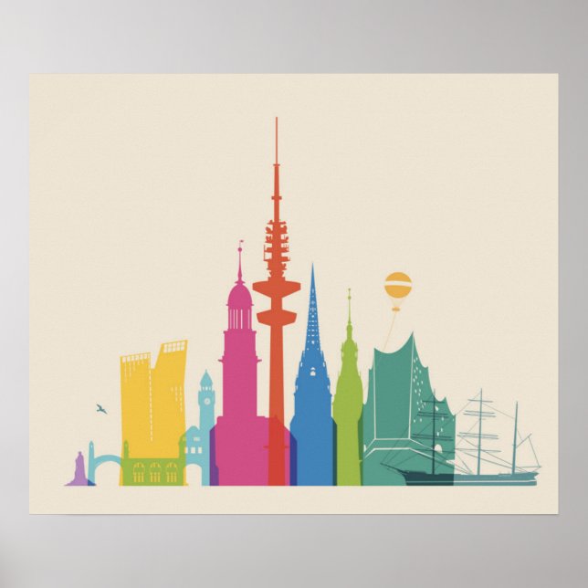 Poster Hambourg Allemagne Skyline (Devant)