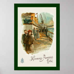 Poster Hambourg-Amerika~SS Furst Bismark~Homme/Femme Sur 