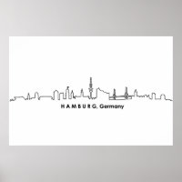 HAMBURG Elbe Germany City Skyline Silhouette