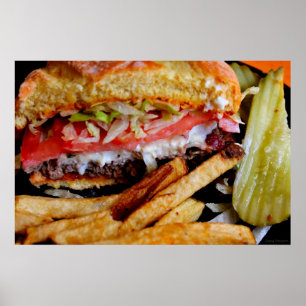 Poster Hamburger et fritures