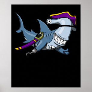 Poster Hammerhead Shark Pirate Ocean