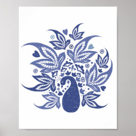 Poster Hamptons Blue Peacock Art contemporain