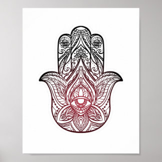 Poster Hamsa avec motif boho