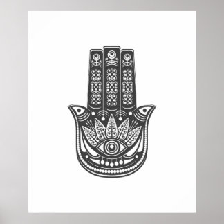Poster Hamsa main spirituelle géométrique méchant oeil mé
