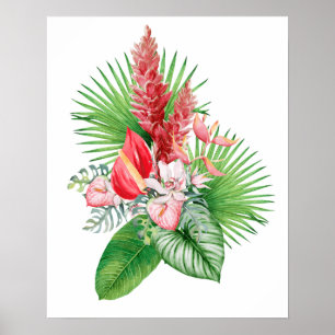 Poster Hana hou ! (Blanc) Arrangement de fleurs hawaïenne