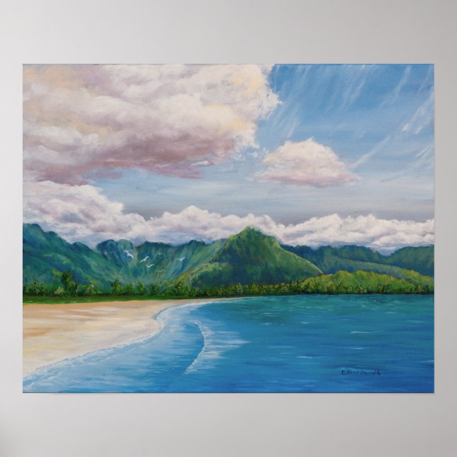 Poster Hanalei Bay Hawaii Peinture (Devant)