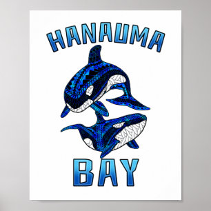 Poster Hanauma Bay Hawaii Vacances Orques de baleines tri