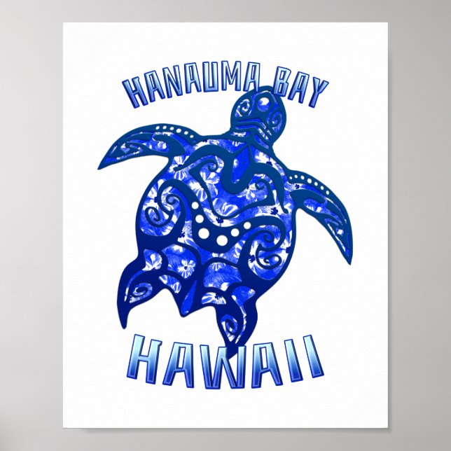 Poster Hanauma Bay Hawaii Vacation Tribal Turtle (Devant)