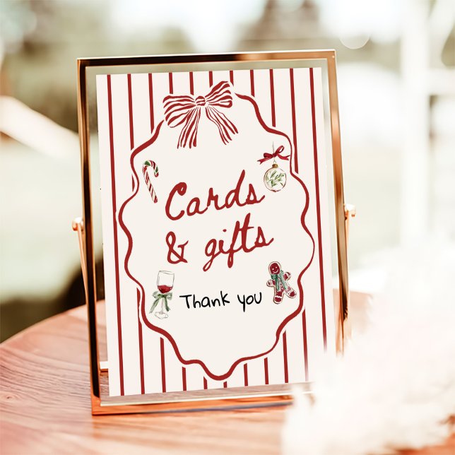 Poster Hand Drawn Christmas Bridal Shower Cards and Gifts (Créateur téléchargé)