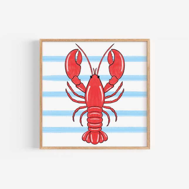 Poster Hand-Painted Coastal Mediterranean Lobster Art (Créateur téléchargé)