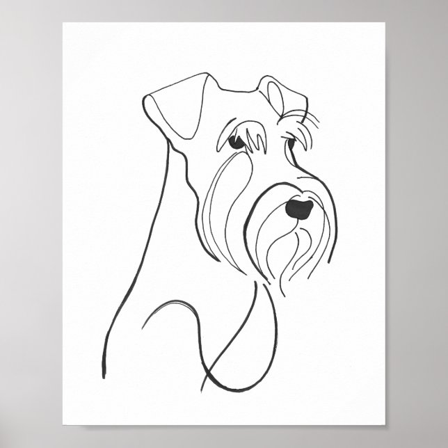 Poster Hand Painted Schnauzer Minimalist Dog Artwork (Devant)