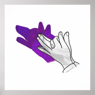 Poster Hand Silhouette Wolf Purple