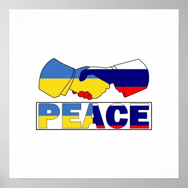 Poster Handshake of Peace, Ukraine Russie Drapeau (Devant)