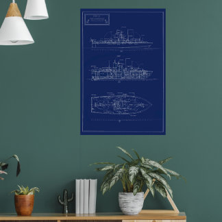 Poster Handsome Blueprint of PT Boat PTF-17