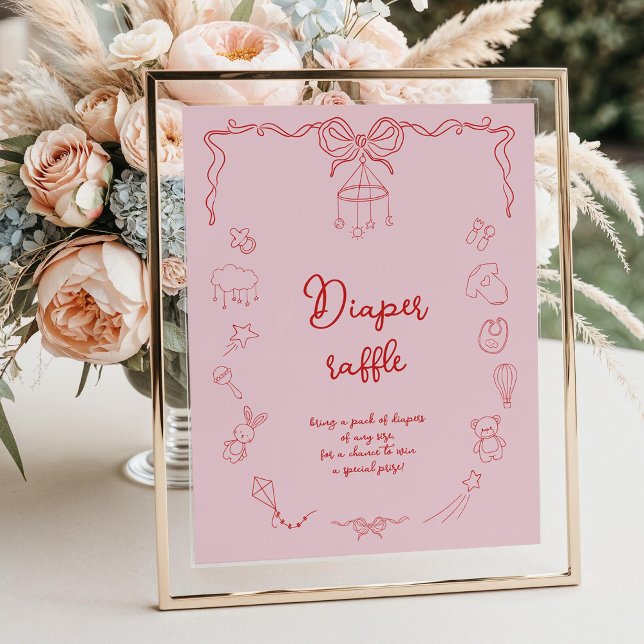 Poster Handwritten Baby Shower, Girl Diaper Raffle (Créateur téléchargé)