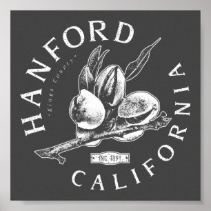 POSTER HANFORD KINGS CALIFORNIA VINTAGE - ALMOND FARM