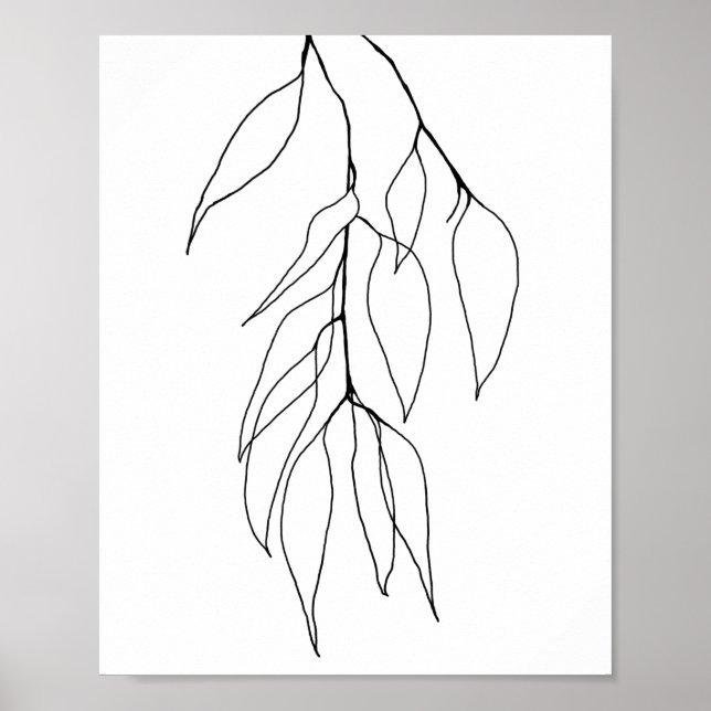 Poster Hanging Eucalyptus minimaliste ligne botanique art (Devant)